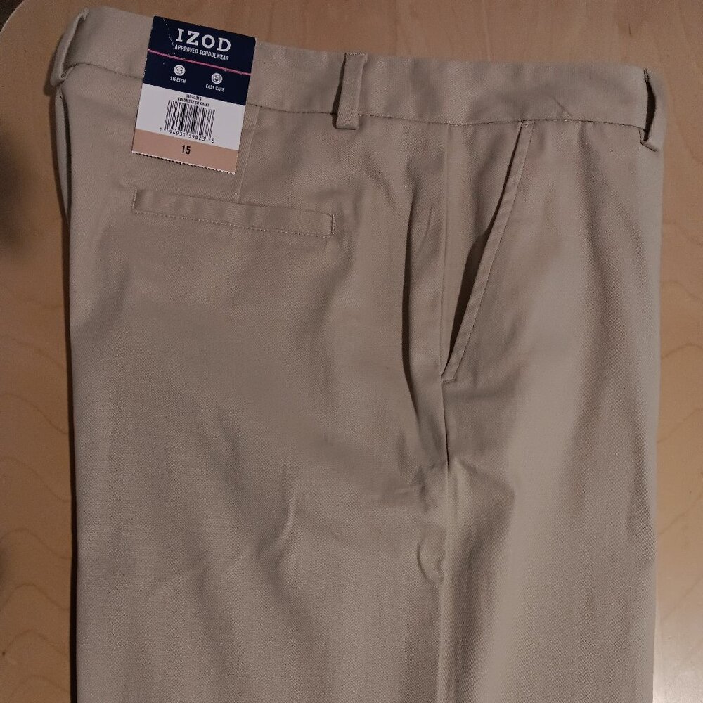 2 new IZOD Stretch Pants with Tags, Size 15, Tan Color